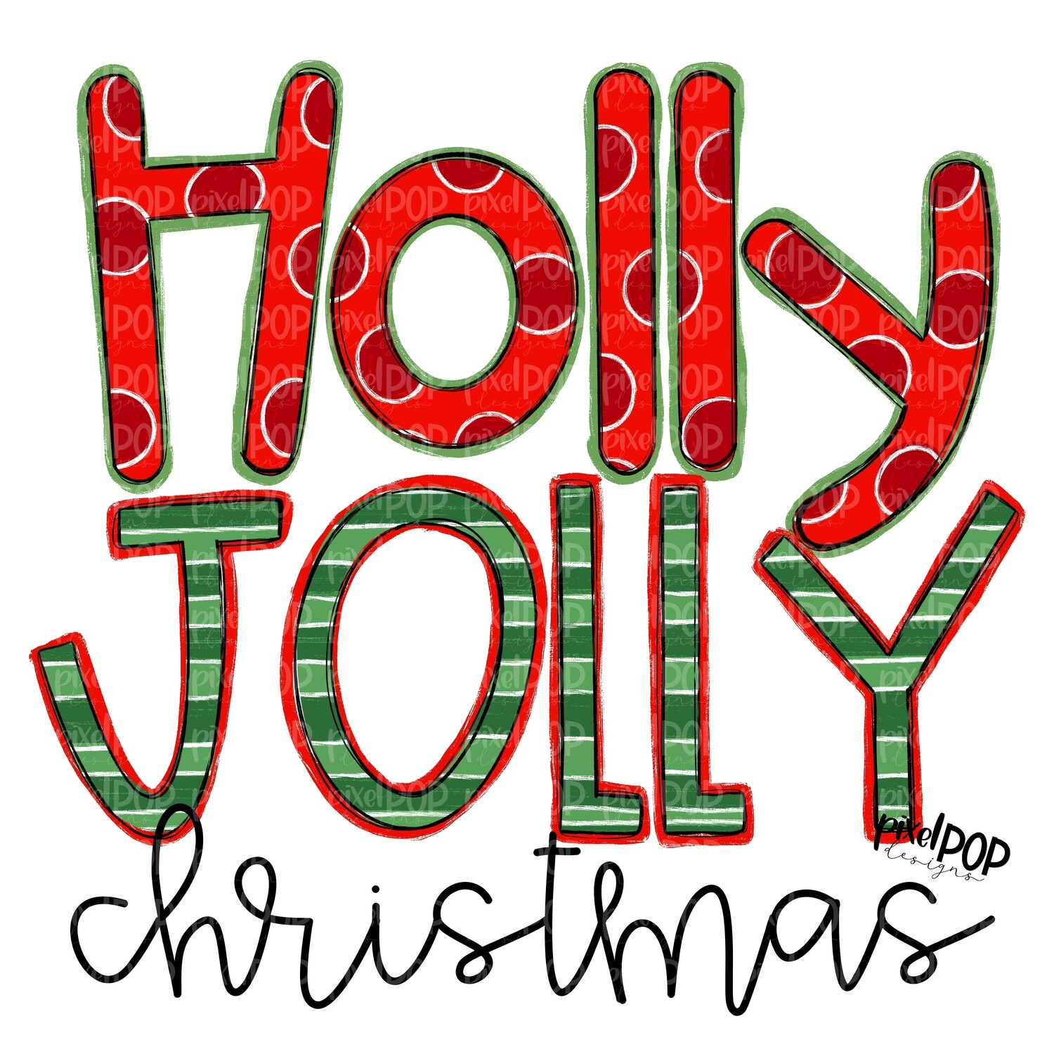 Holly Jolly Christmas PNG | Christmas Design | Holiday Art | Christmas