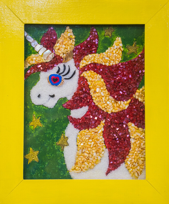 DIY Mosaic Wall Art Painting with crystal. "Unicorn" sparkling mosaic, painting for the fun