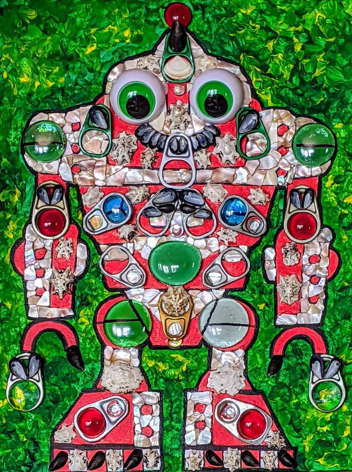 DIY Mosaic Wall Art Painting with crystal. "Robot" sparkling mosaic