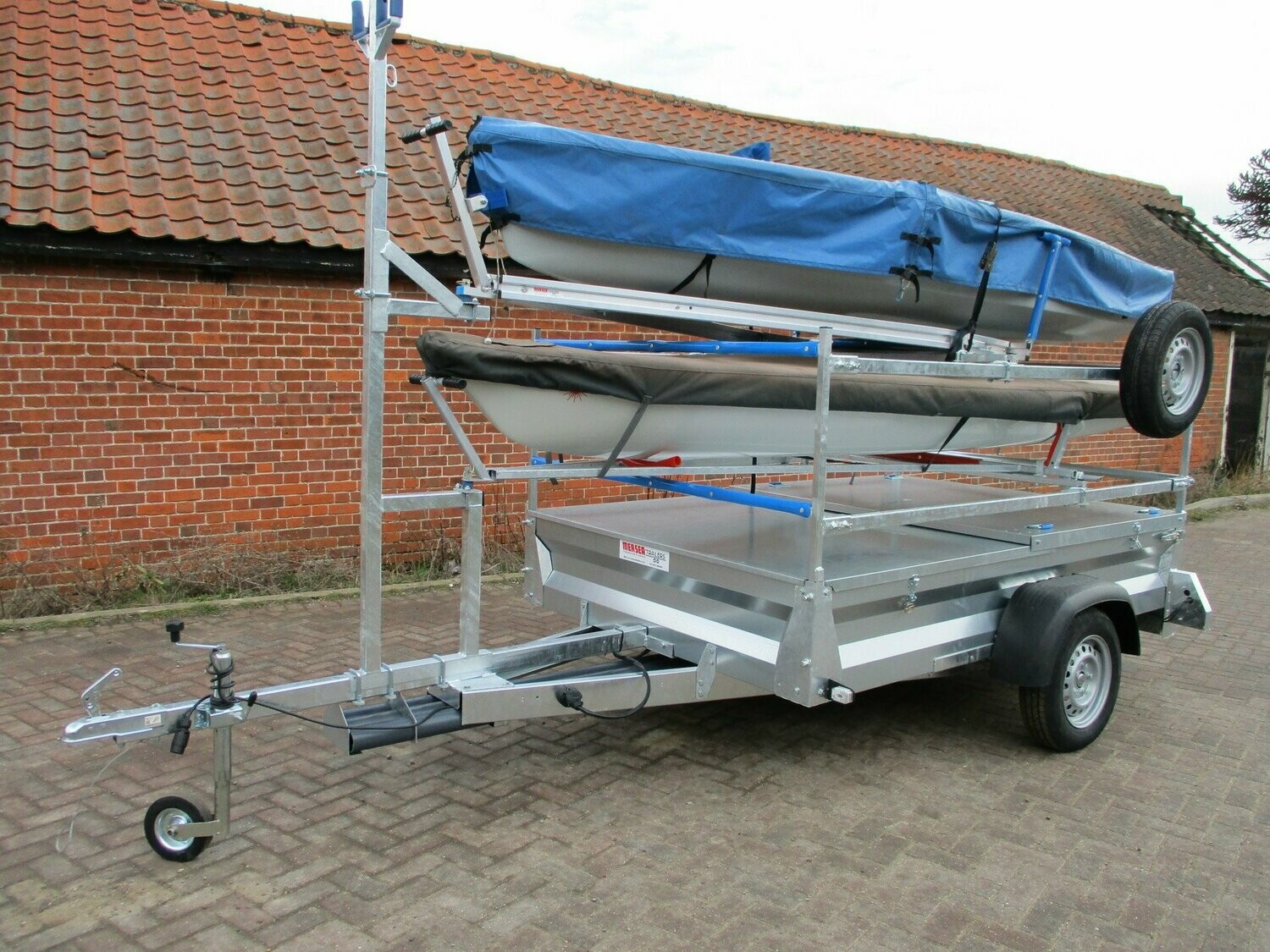 8' x 5' Box Trailer with rack for 2 dinghies 750kg,