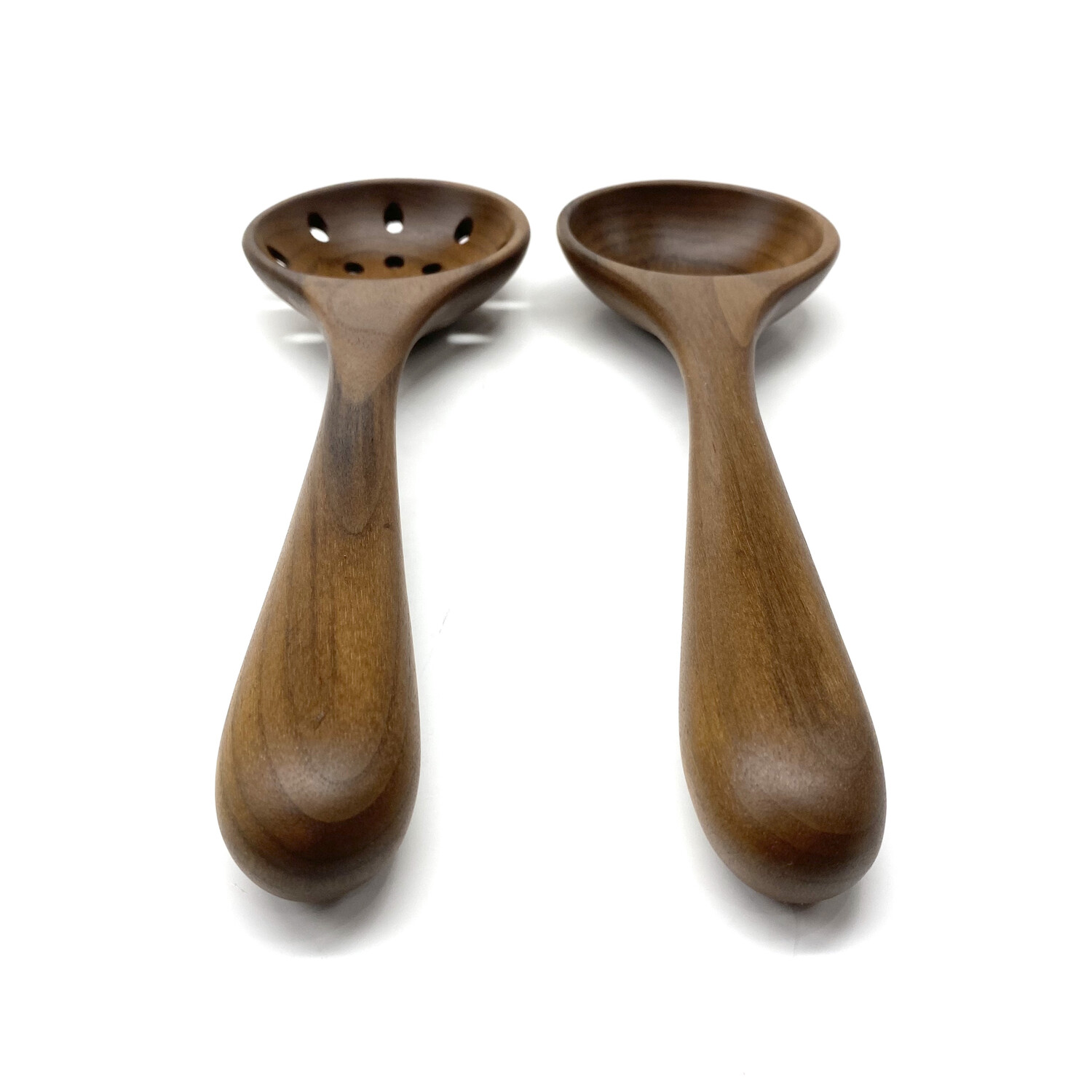 Walnut Serving Spoon and Colander Spoon Set