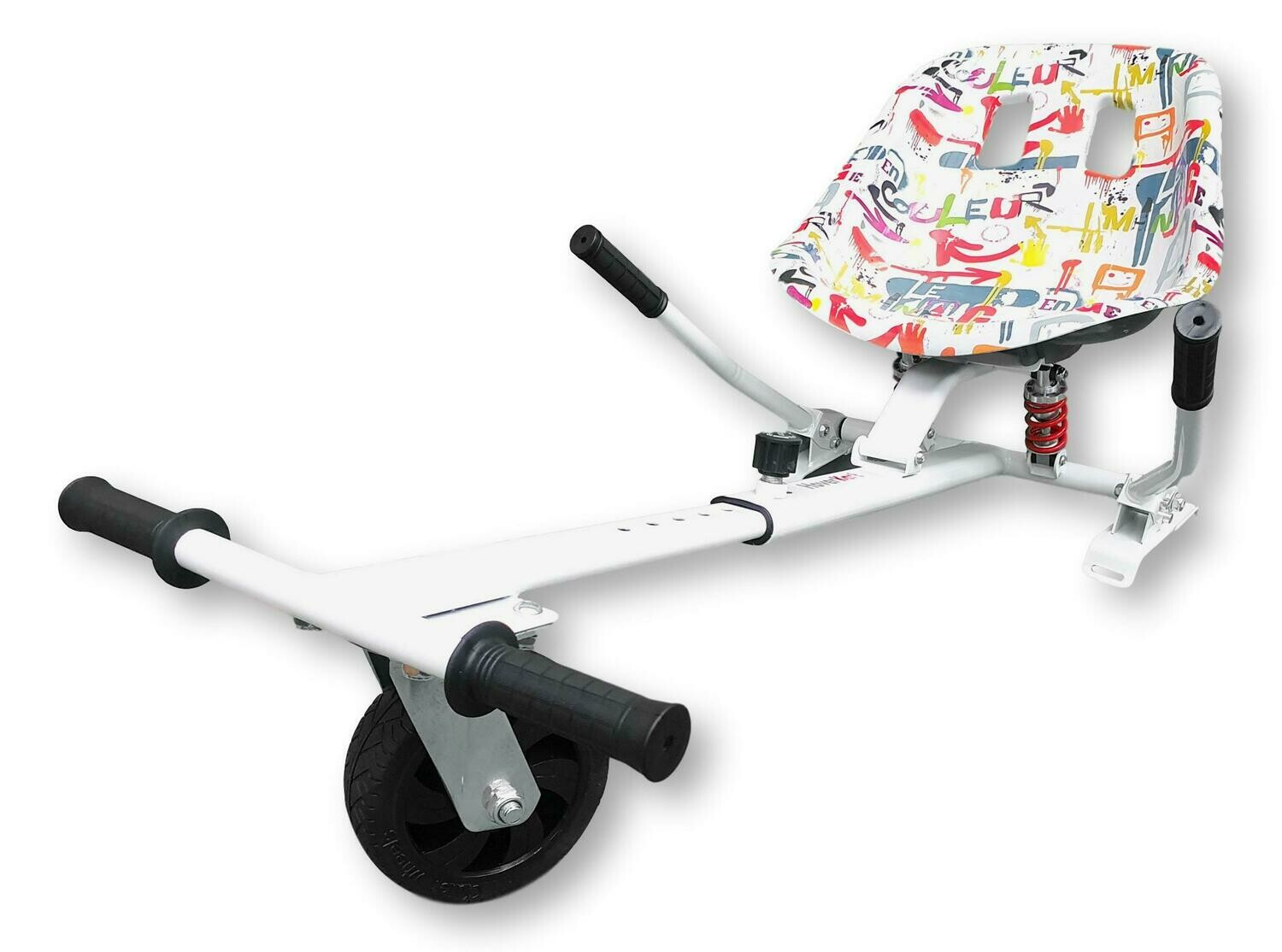 White Graffiti HoverKart Go Kart Conversion Kit with Dual Suspension