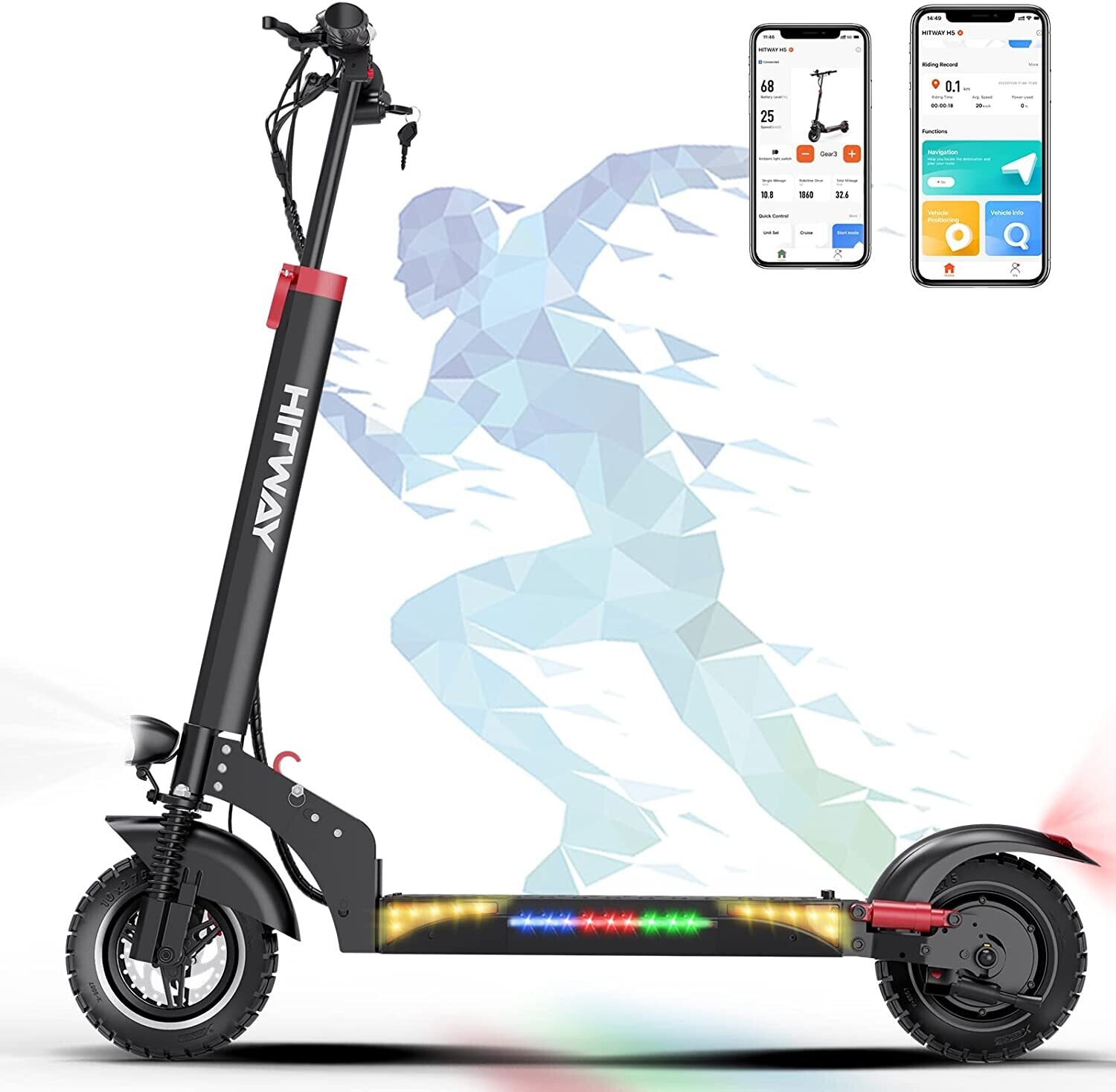 HITWAY 10" Electric Scooter Pro 48V 13Ah Fast 28mph 500W