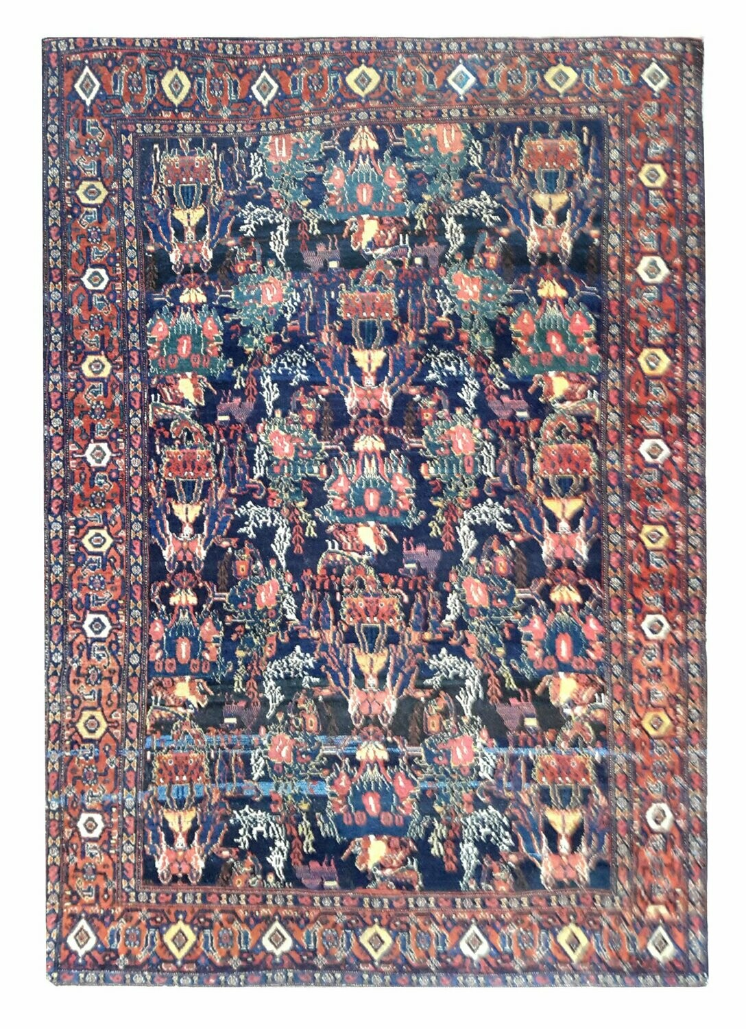 Grand Tapis Perse Fait Main – Zanjan – 154x107 Cm – Laine Et Coton – Motif Oriental Noir