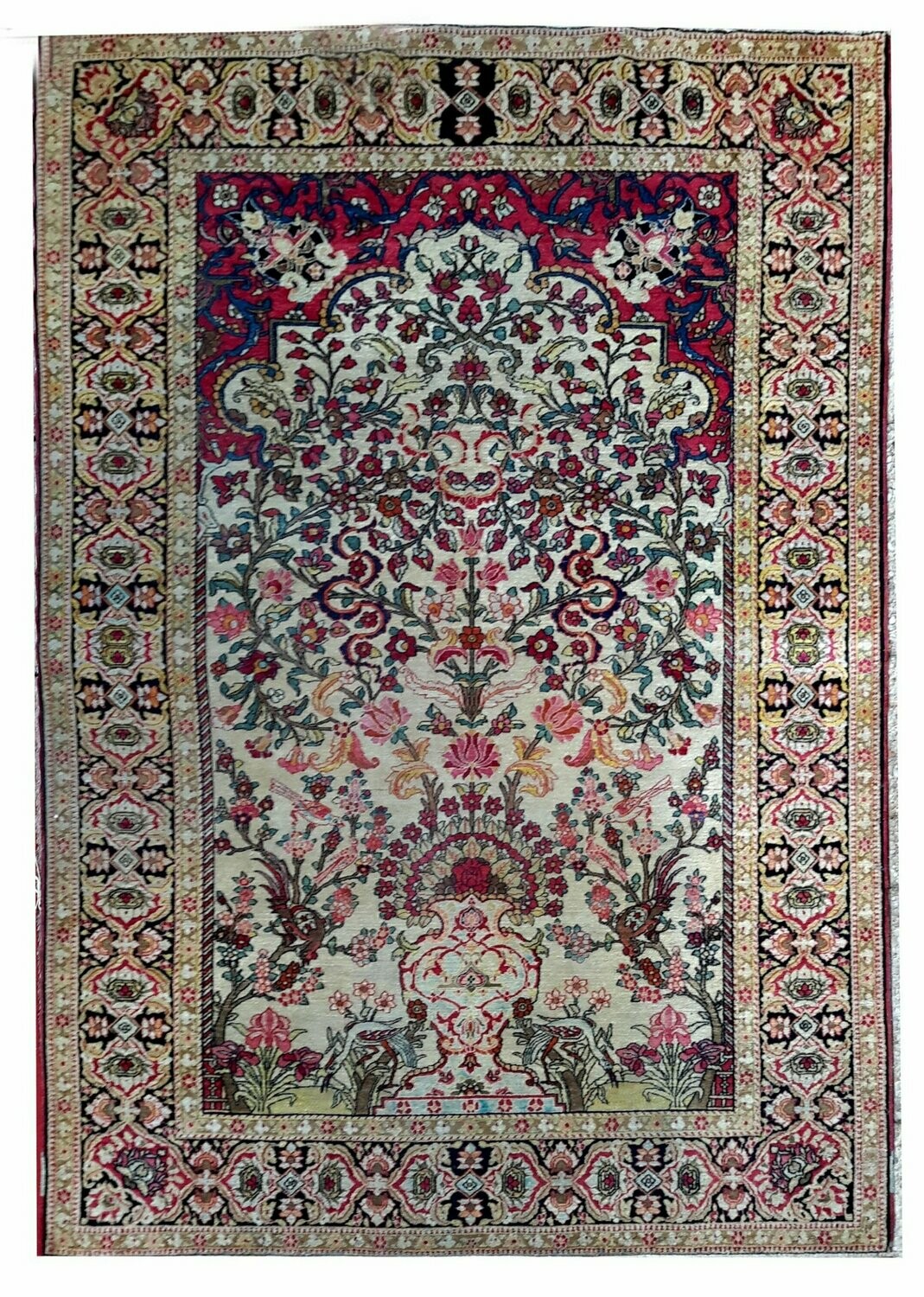Grand Tapis Perse Vintage Tissé Main - 301x195 Cm - Laine Et Coton - Dicarpet