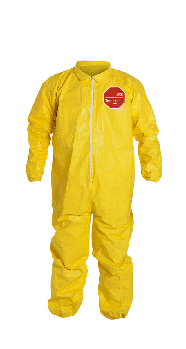 DuPont Breathable Yellow Serged Seam Coveralls with Front Zipper and