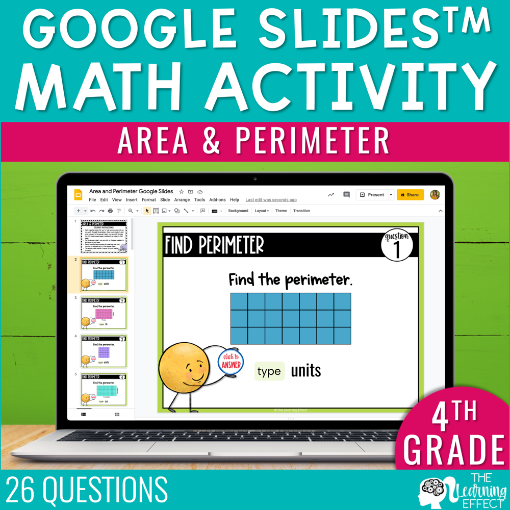 Area & Perimeter Google Slides 4th Grade Digital Math