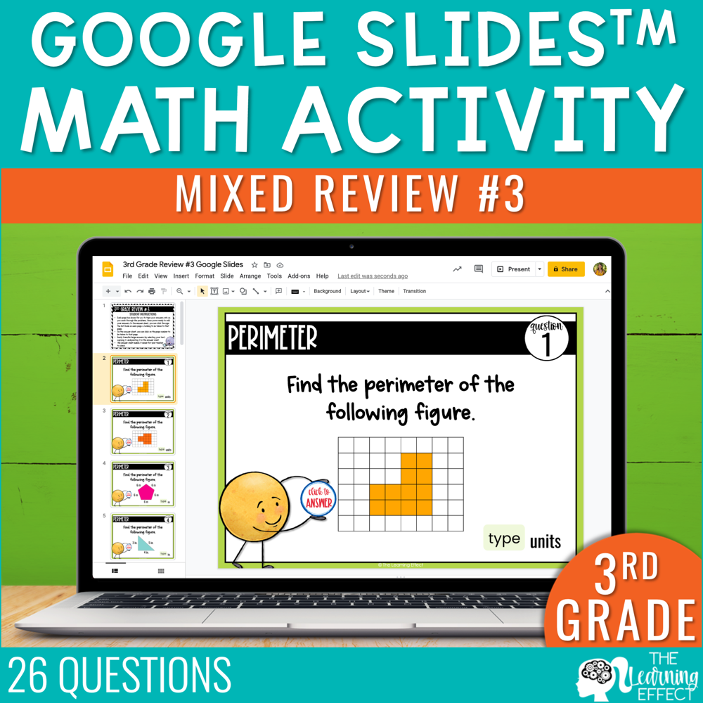 3rd Grade Math Review #3 Google Slides End of Year