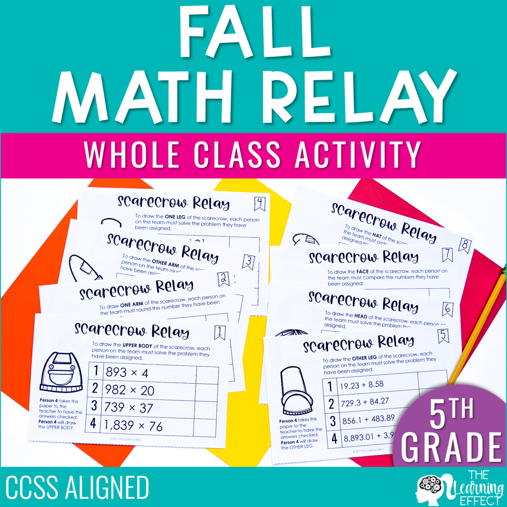 Fall Math Relay Game for 5th Grade Shop • The Learning Effect