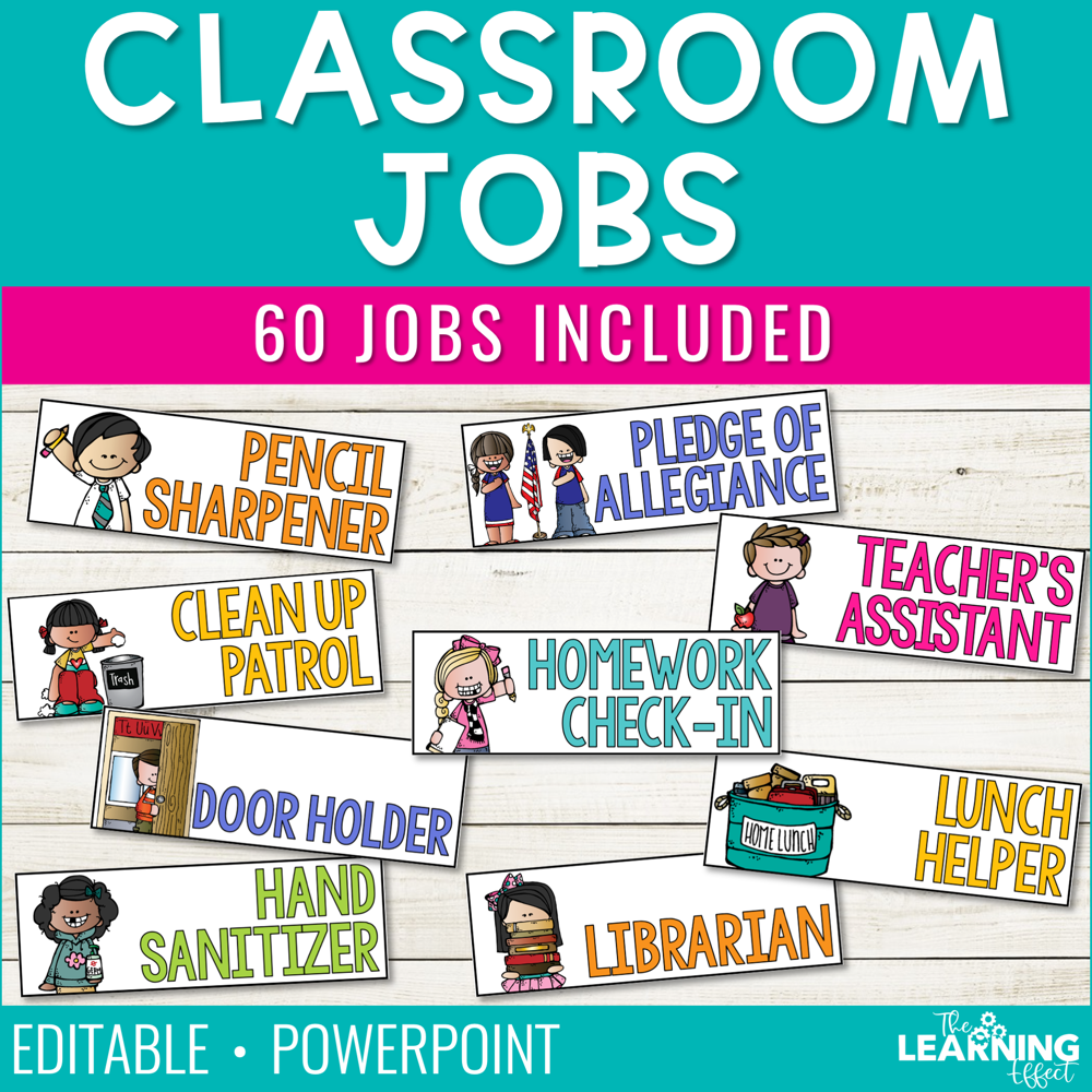 Editable Classroom Job Cards for Elementary Students • Shop • The