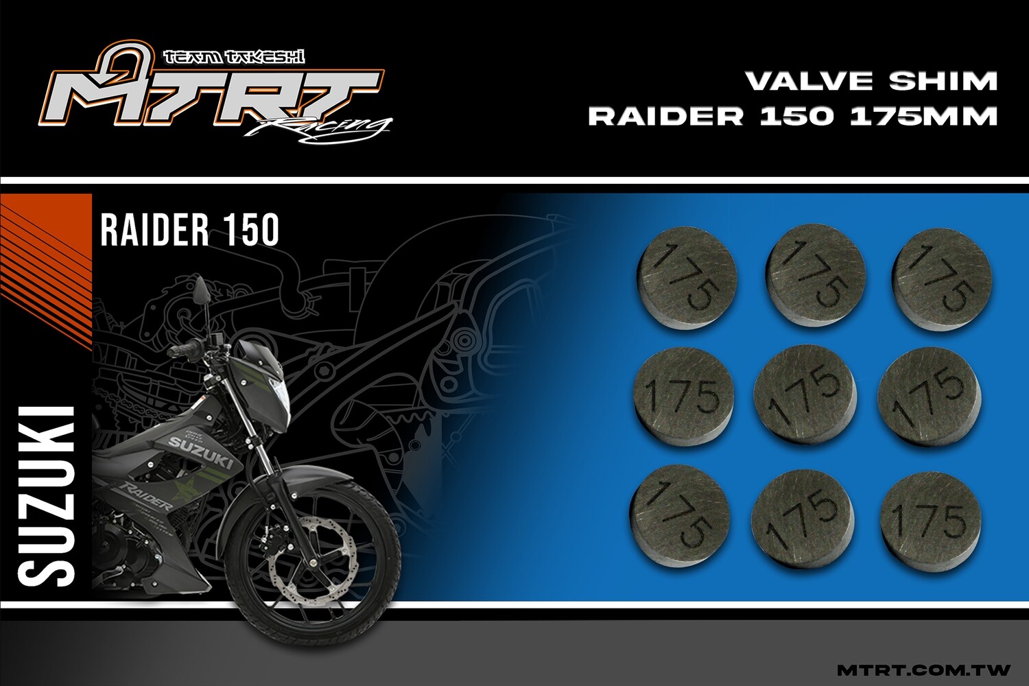 VALVE SHIM RAIDER150CBR MTRT 175mm