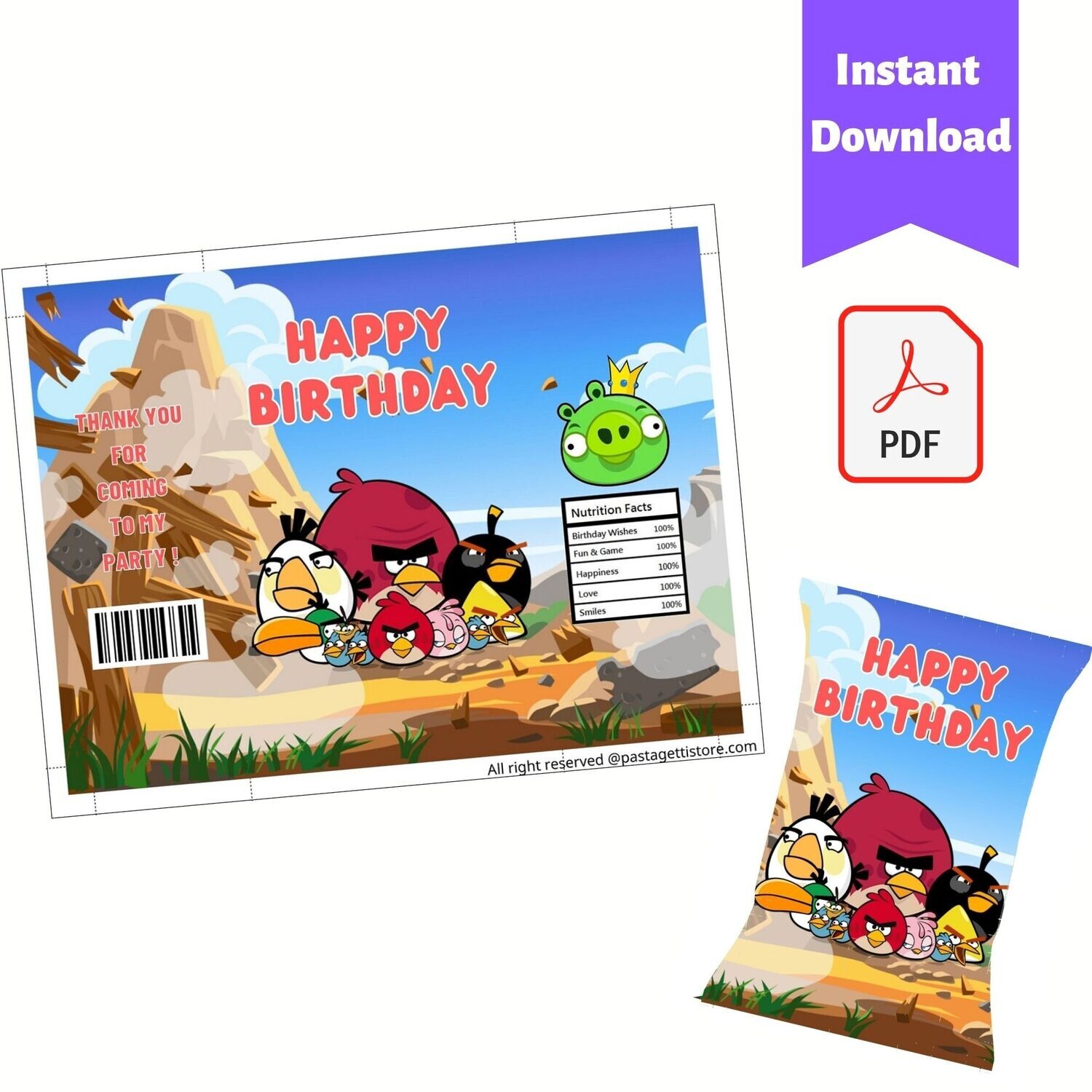 Angry Birds Party Chip Bag Wrapper Printable