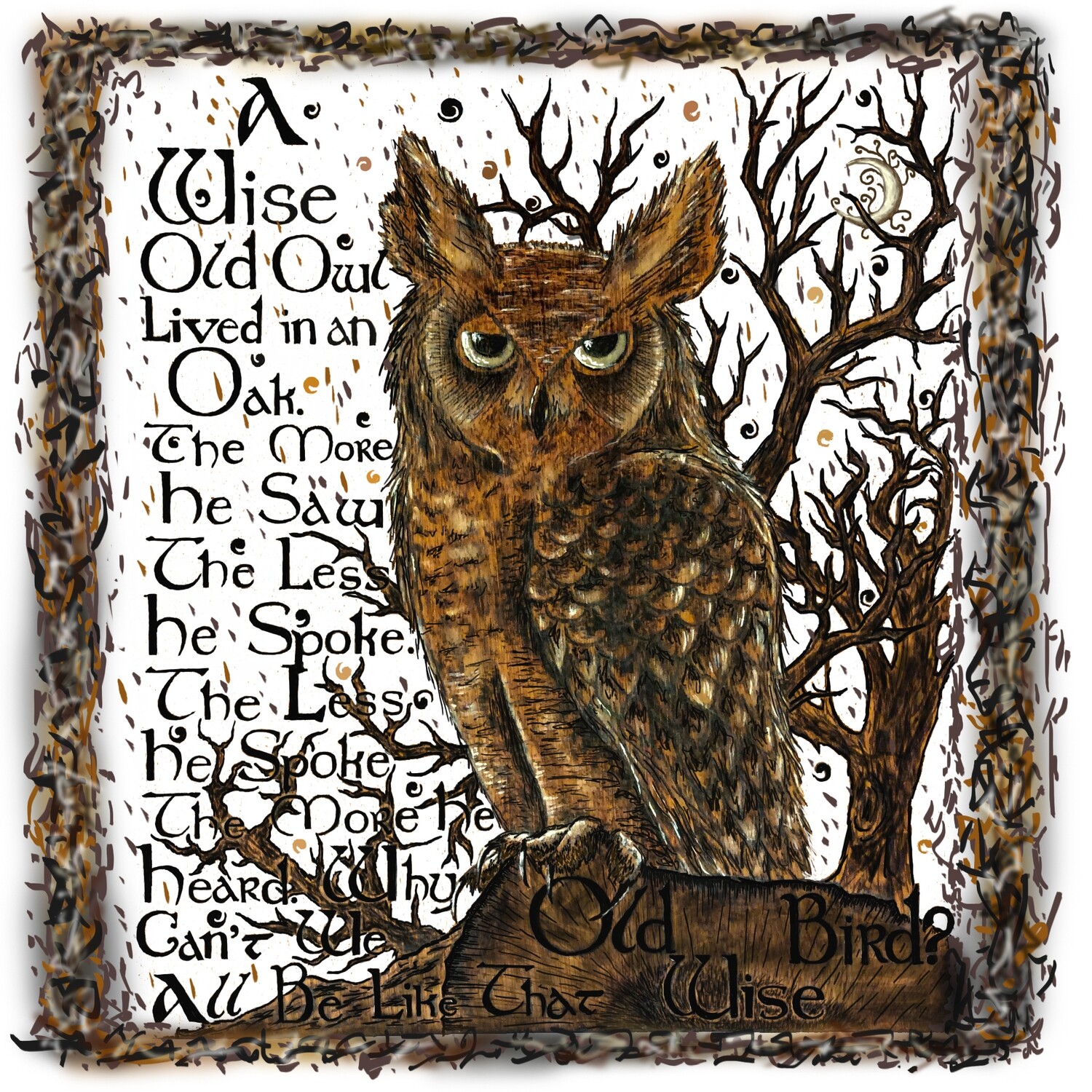 Wise Old Owl Print 12" x 12"
