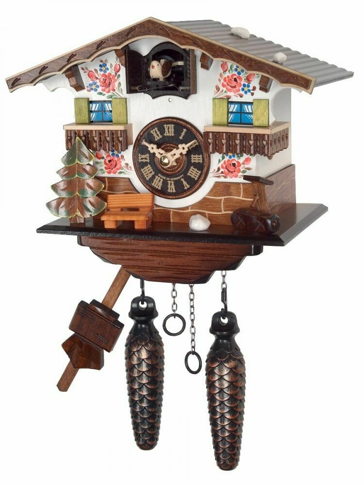 7" White Cuckoo Clock Cottage with 12 Melodies