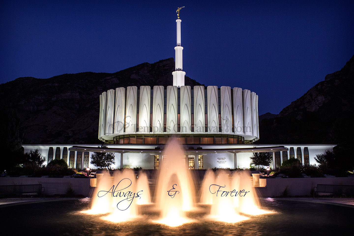 Provo UT Temple Art Dusk Fountain Eruption Temples LDS Temples On