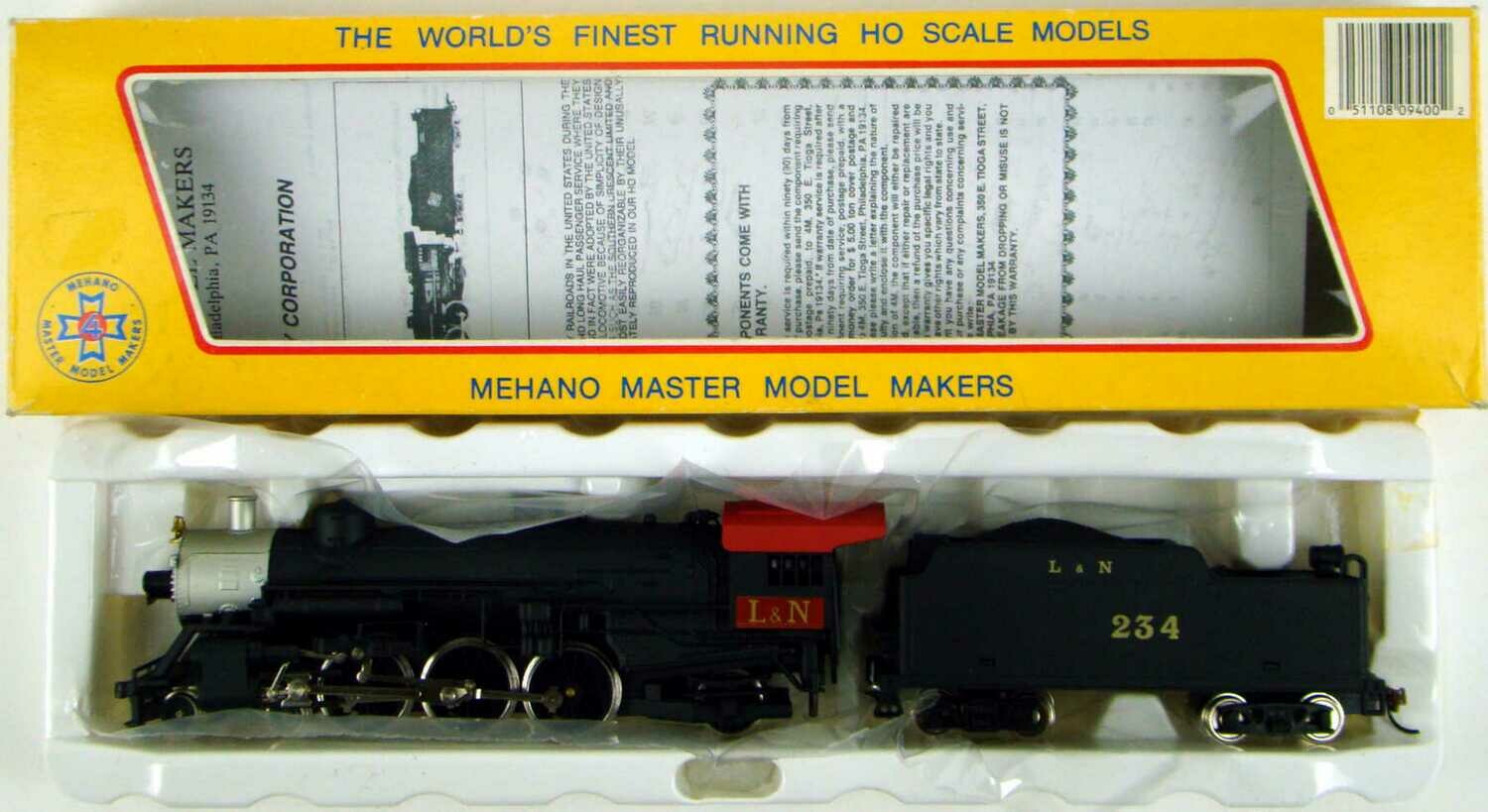 Mehano M9400 L&N Class K4A 462 Pacific 234 w/Smoke HO Scale