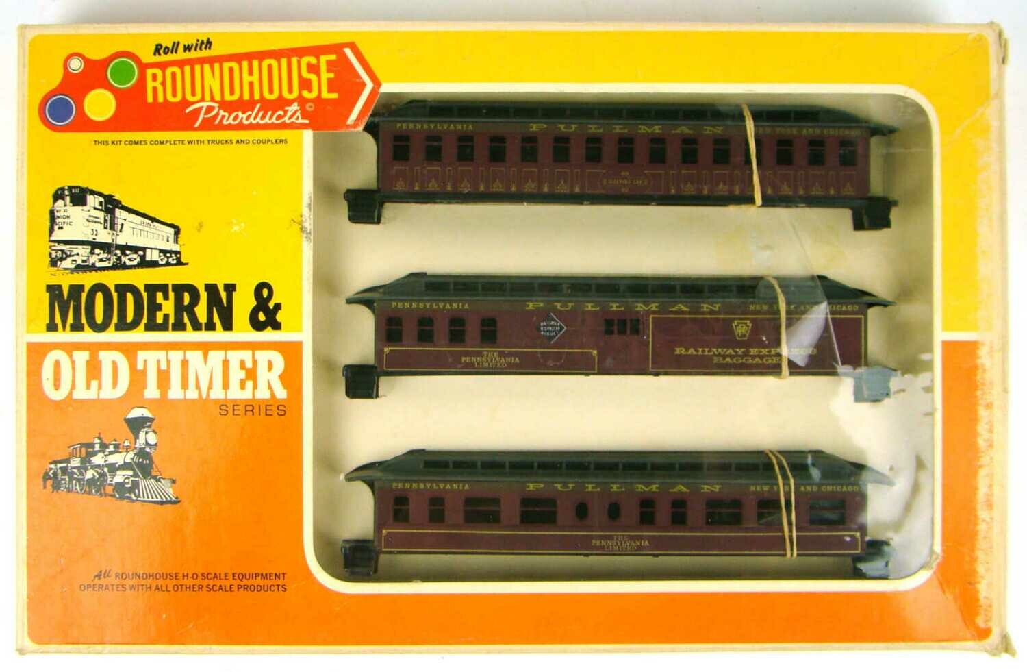 Roundhouse 5103 3Car PRR "50' Overland Coach Kit Set HO Scale