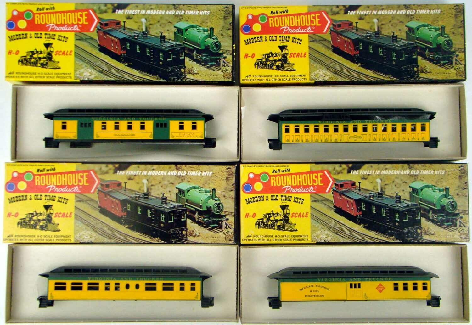 Roundhouse 4Car V&T 50' Overland Coach Kit Set HO Scale