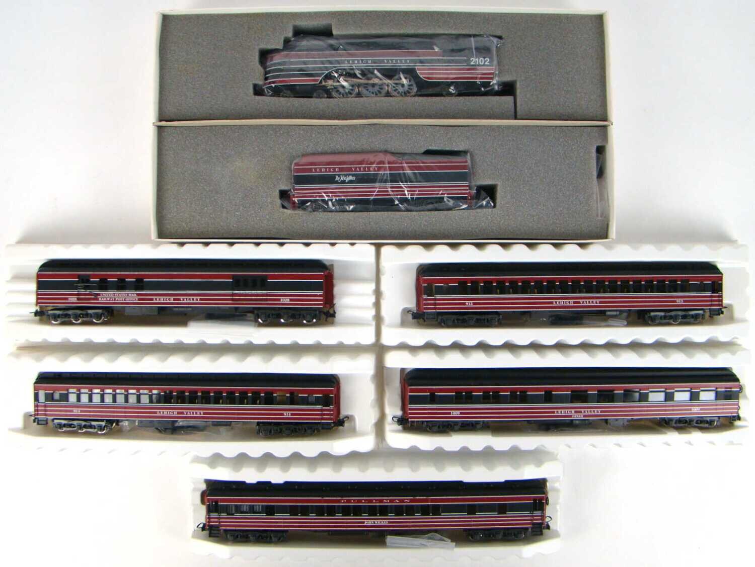 COMPLETE Mint Rivarossi Lehigh Valley "John Wilkes" Passenger Set HO Scale