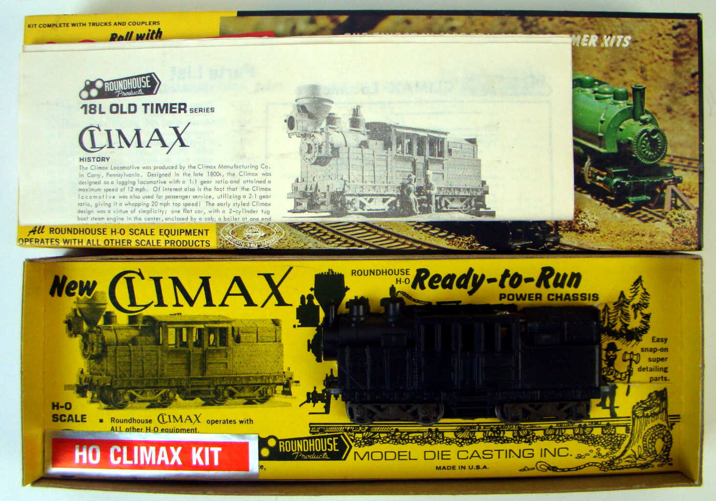 Roundhouse 2771 Factory Painted Brown Climax Kit HO Scale