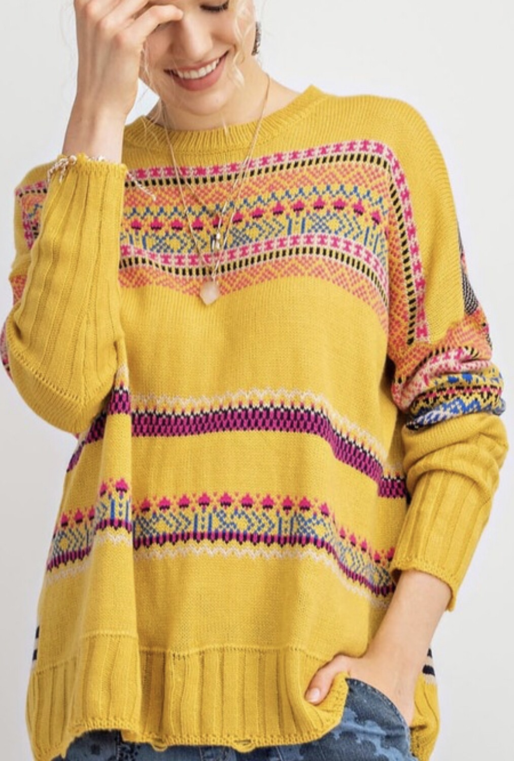 MUSTARD BOHO SWEATER