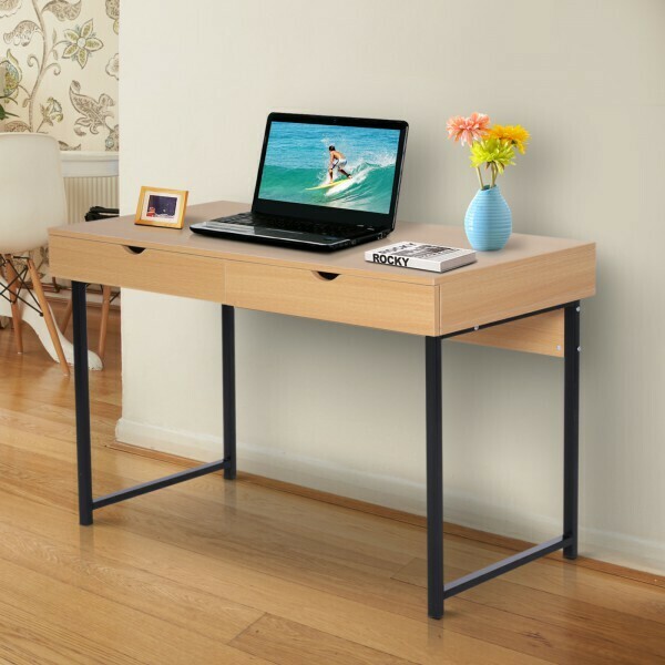 HOMCOM® Schreibtisch PC-Tisch Computertisch mit 2 Schubladen Holz