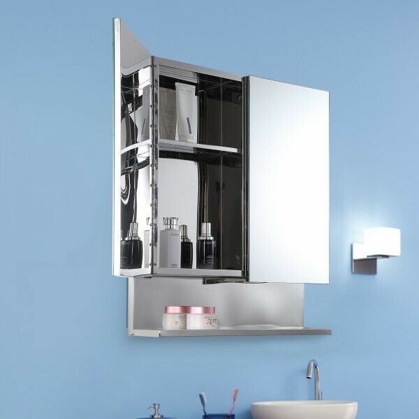 kleankin® Spiegelschrank Glasschrank mit Haken Badezimmerschrank