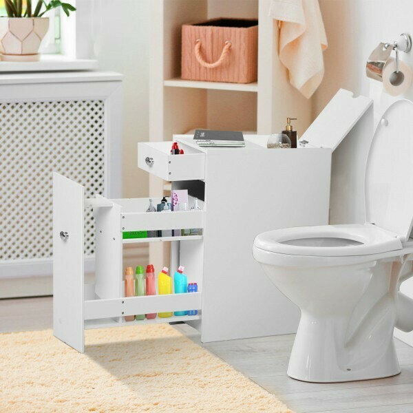 Badschrank mit 2 Schubladen und 1 Ablagefach Holz Weiss