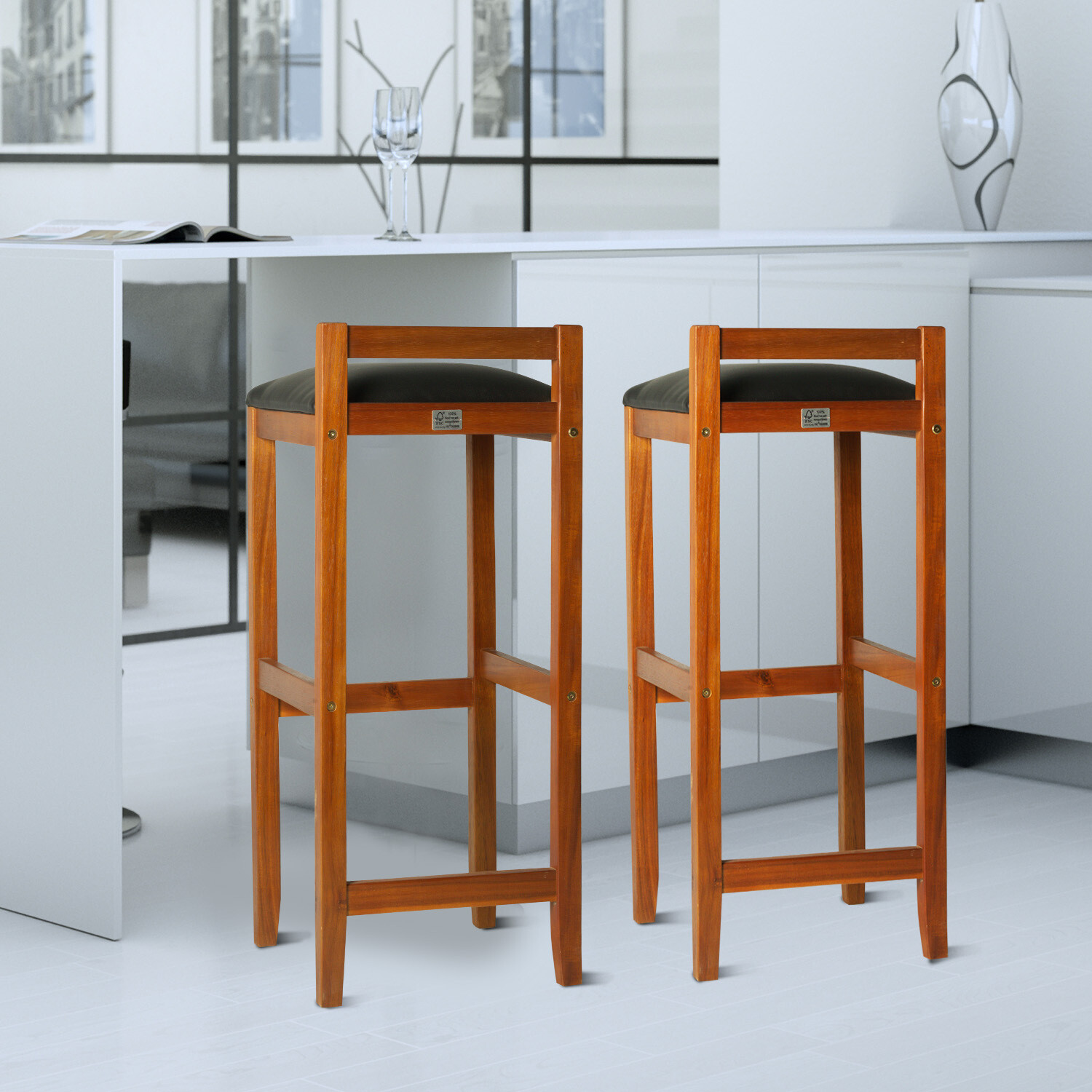 Barhocker 2erSet Holz Barstuhl Teak