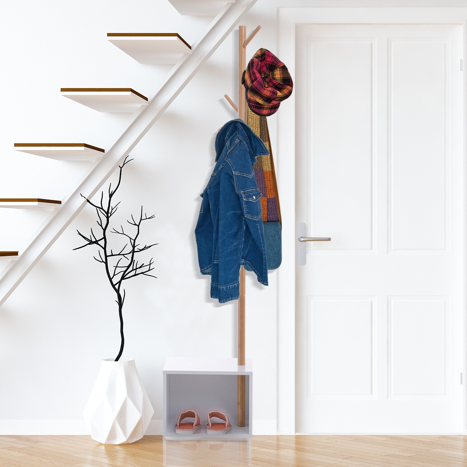 HOMCOM® Garderobenständer Kleiderhaken Garderobe mit Sitzbank