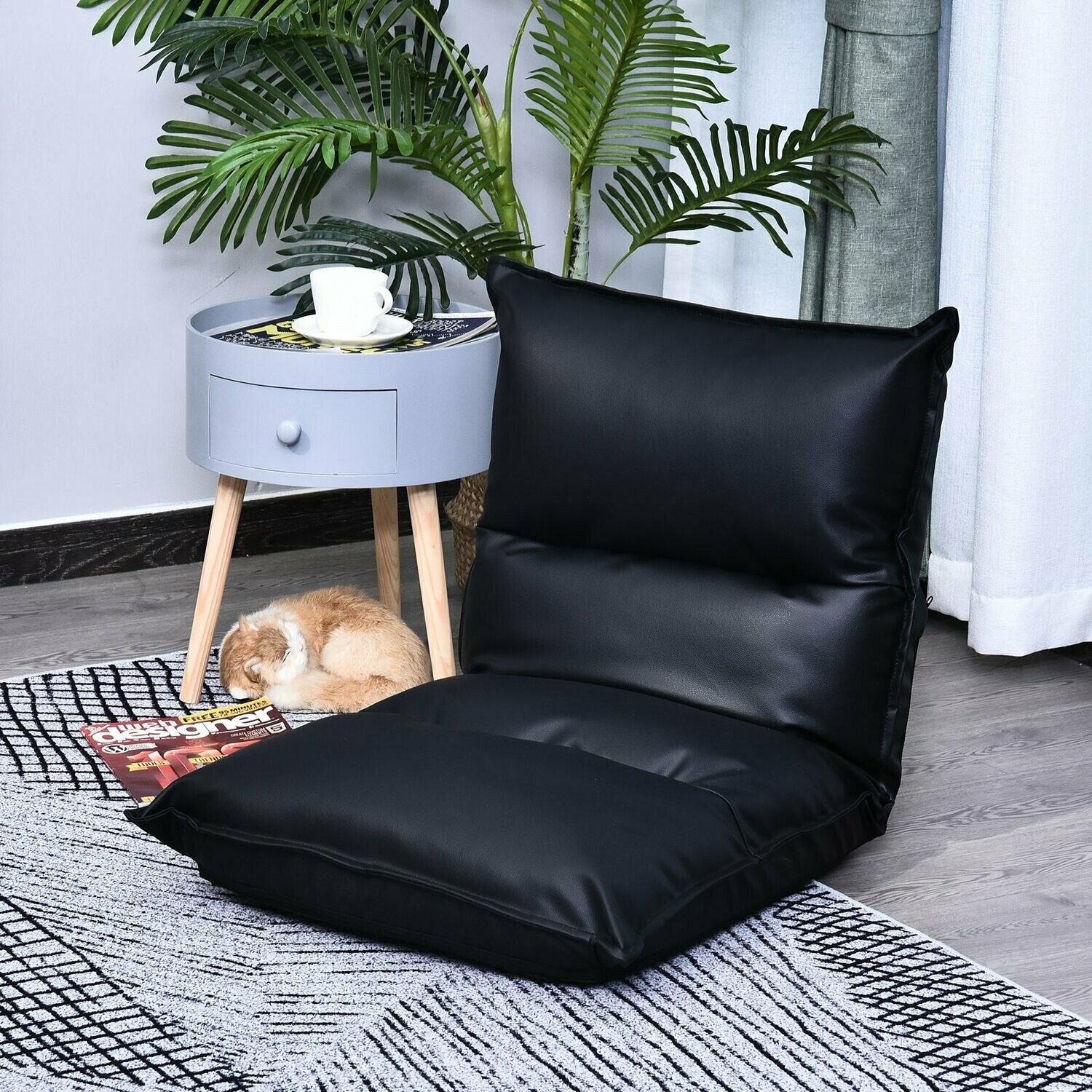 HOMCOM Sitzkissen mit verstellbarer Rückenlehne | Bodenstuhl | Sitzsack