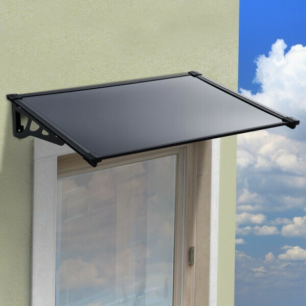 Outsunny® Vordach Überdachung Polycarbonat Alu taubengrau 120 x 90 x 22,5cm