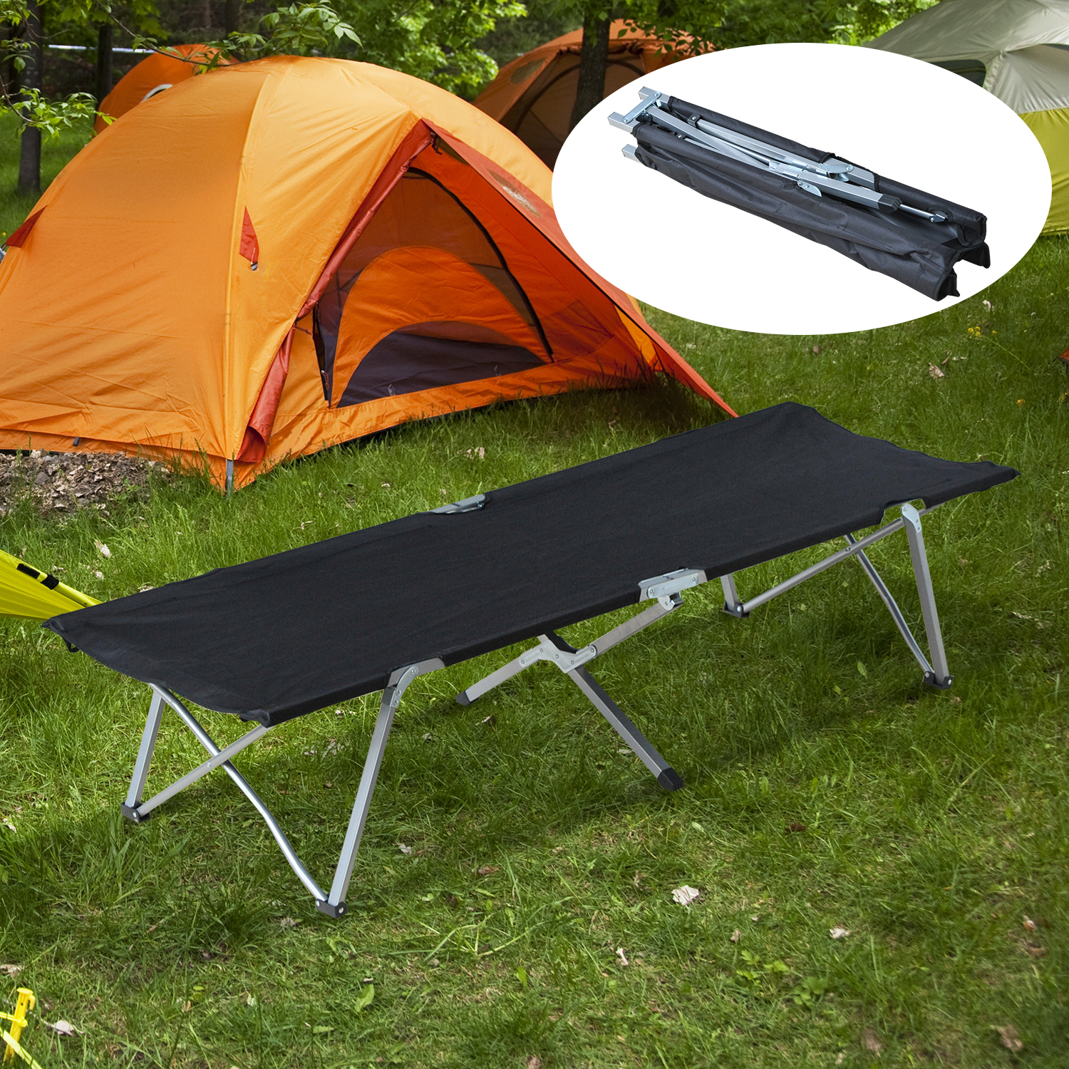 Outsunny Feldbett 196x64cm Faltbar - Campingbett Bis 200kg Mit Tragetasche