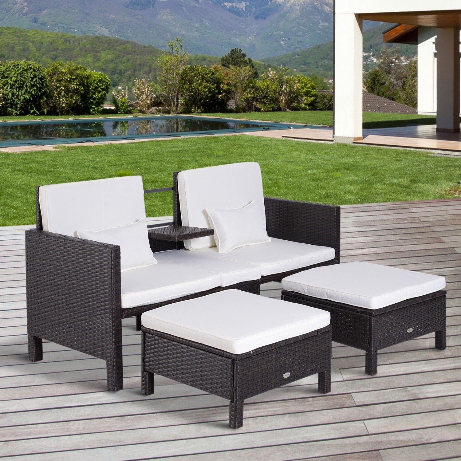 Outsunny® 3-tlg. Gartenmöbel Gartensofa Lounge Gartenset Sitzgruppe