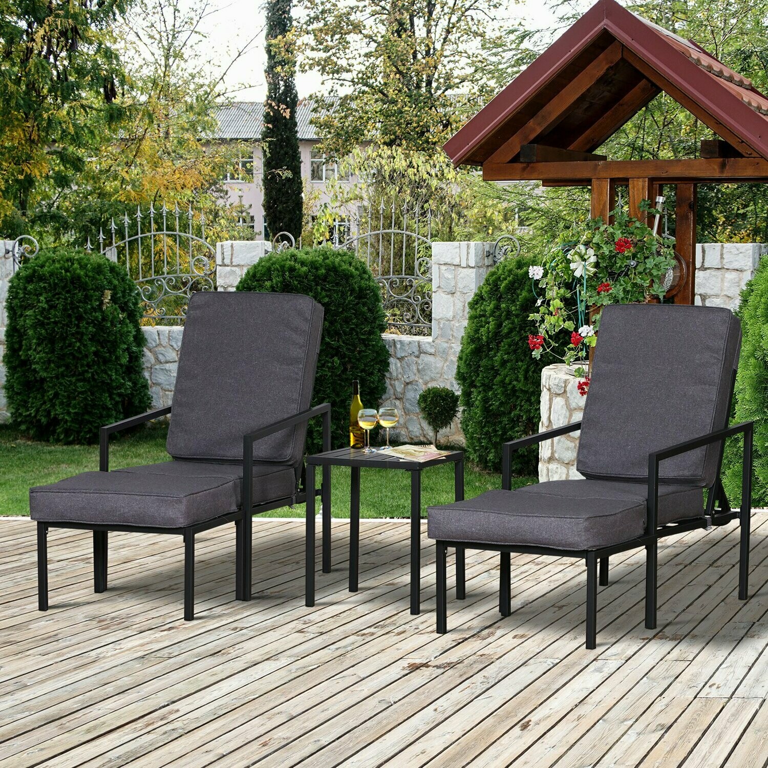 Outsunny® Sitzgruppe mit Kissen Sitzgarnitur Gartenmöbel Beistelltisch