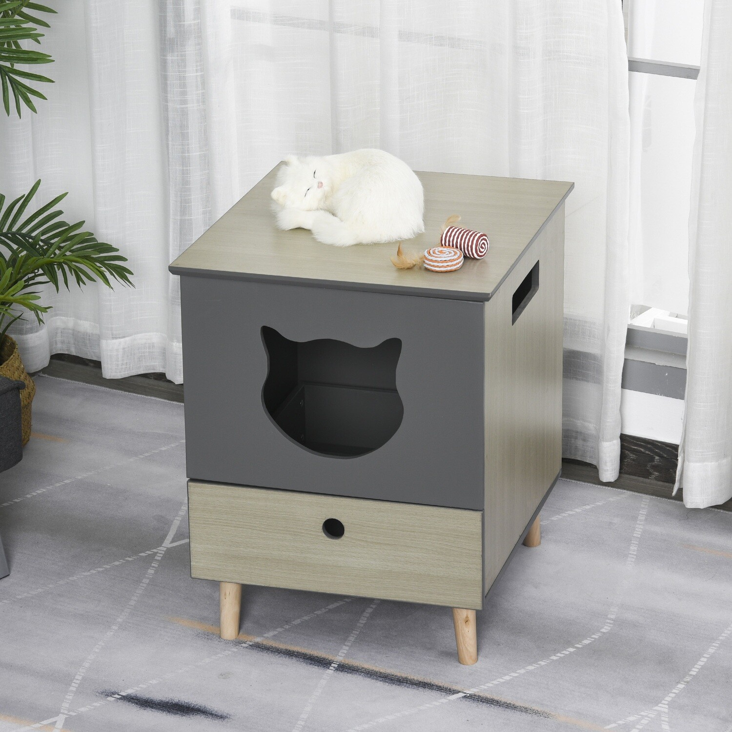 PawHut® Katzentoilette Katzenklo Katzenhaus Katzenschrank mit Schublade