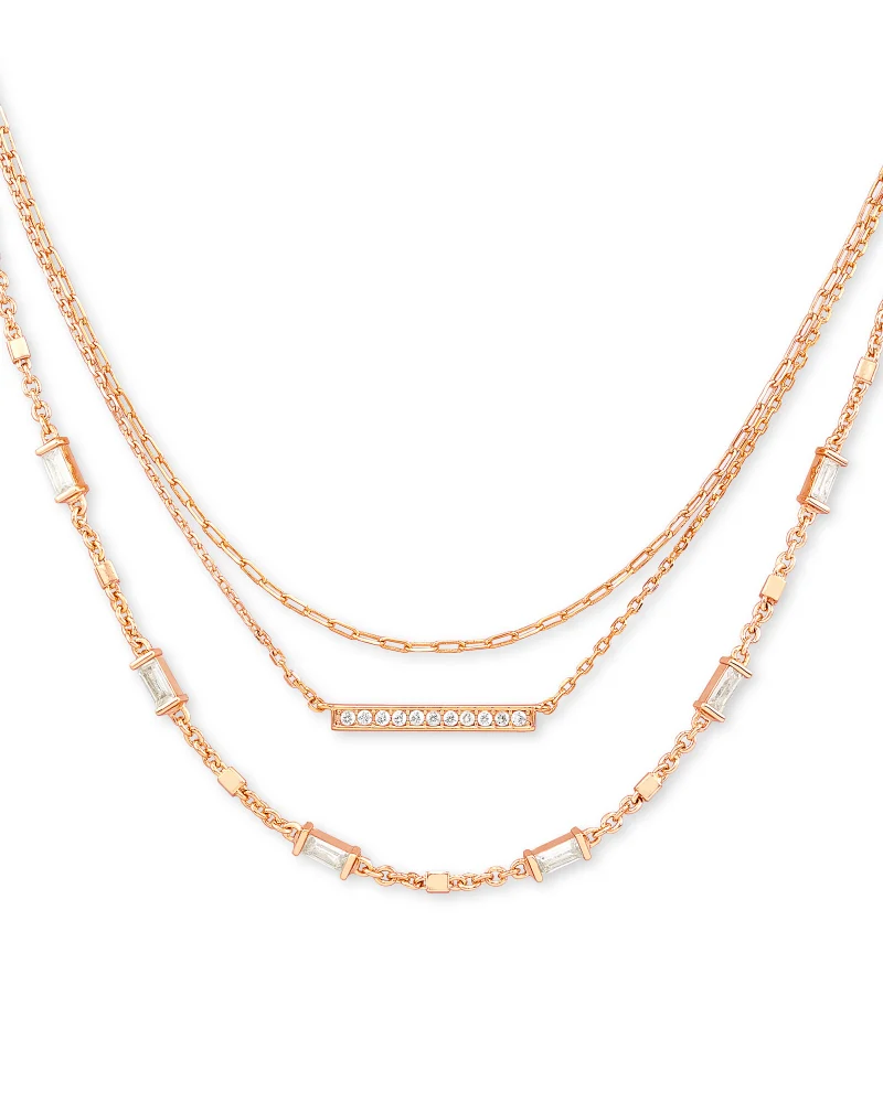 Kendra Scott Addison Triple Strand Necklace in Rose Gold