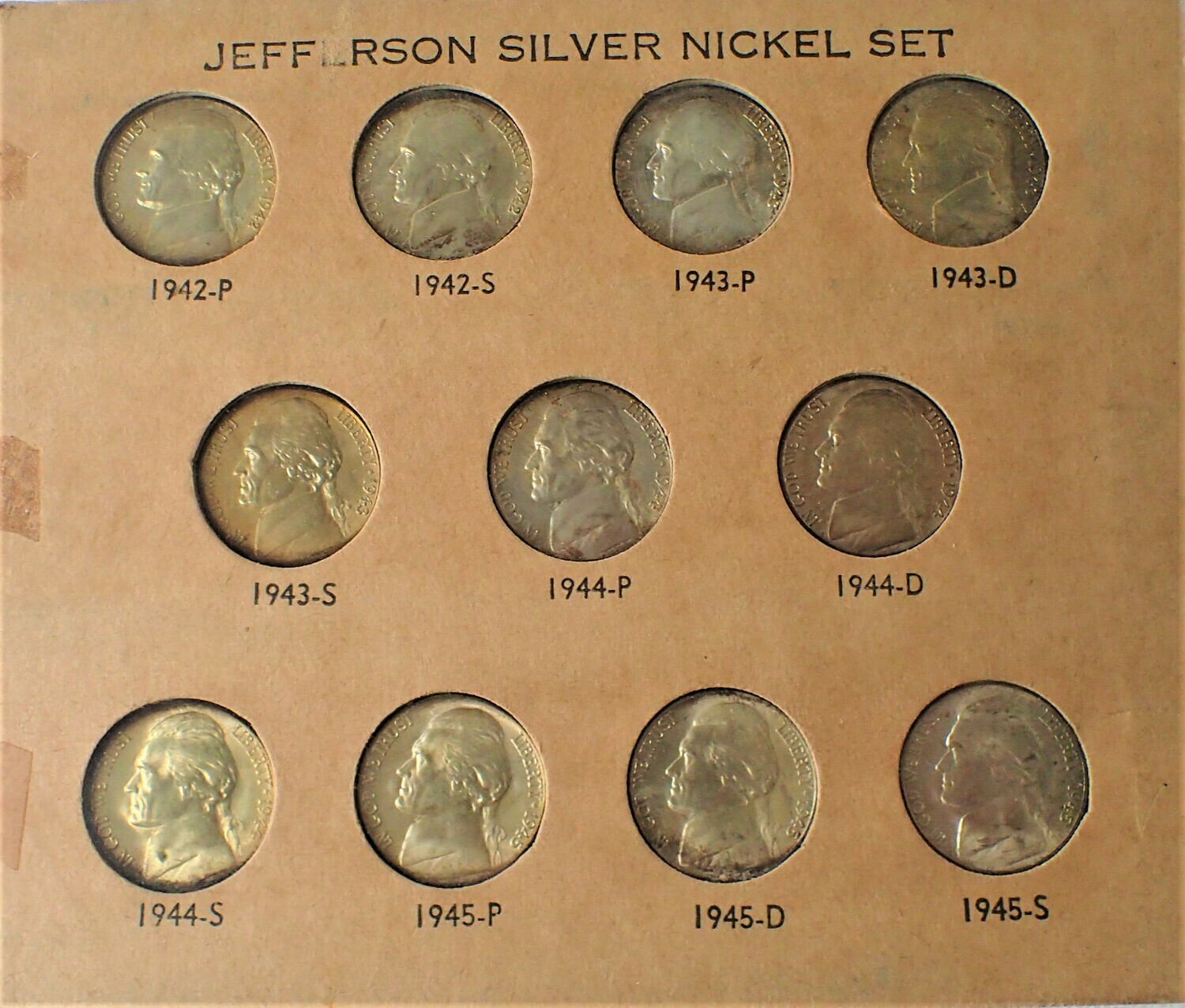 194245 JEFFERSON NICKELS (ALL 11 WAR TIME SILVER19421945 P&D)