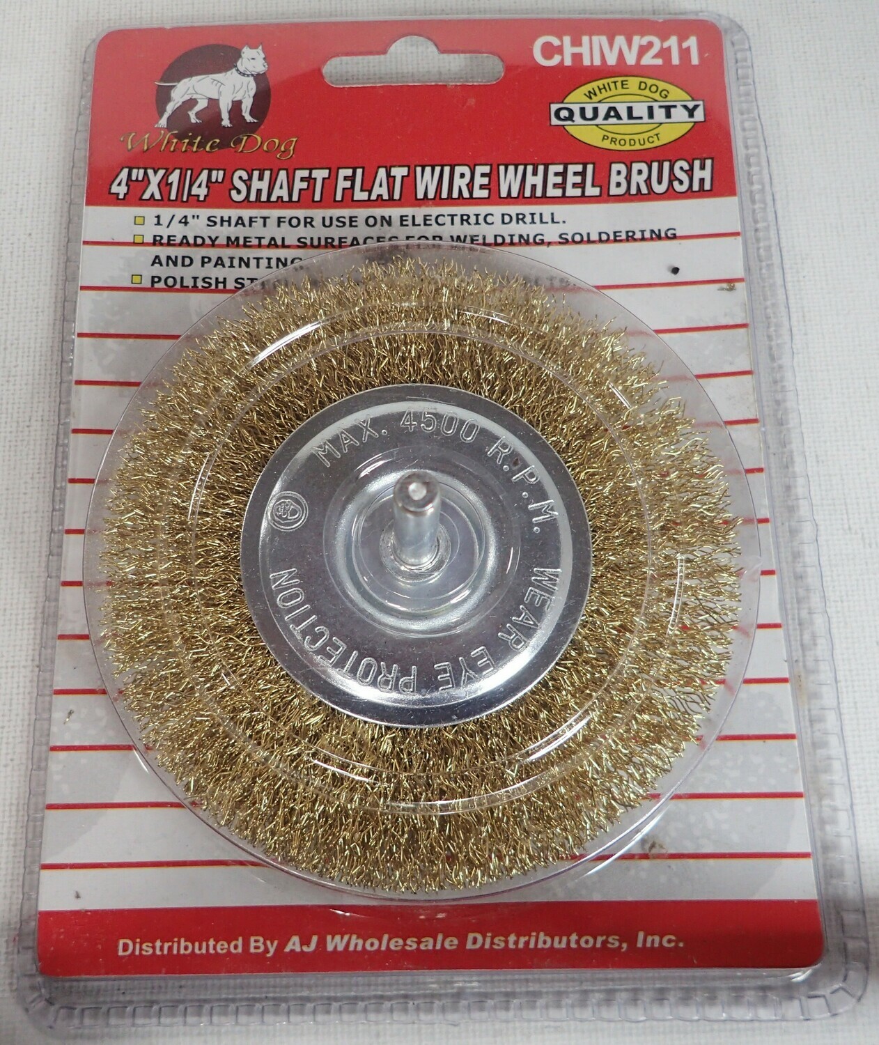 WIRE WHEEL BRUSH 4 INCH BY QUARTER INCH