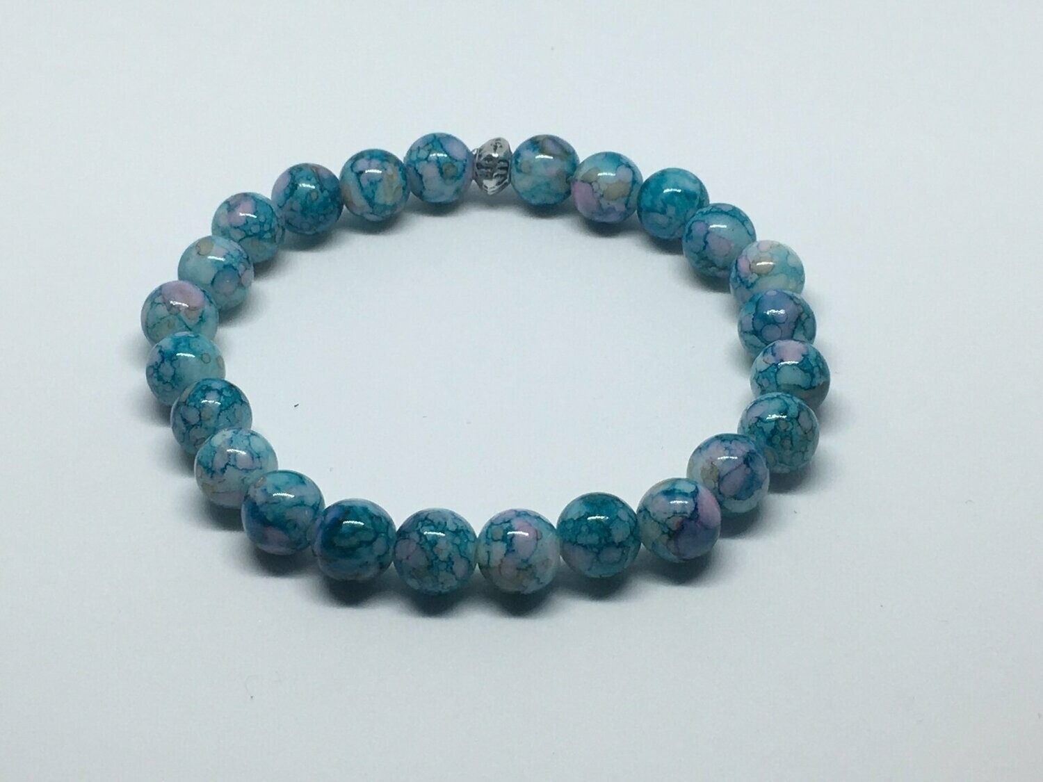 Bracelet Fantaisie En Perles Bleues Et Rouges - Longueur 20 Cm, 15 Gr - Occasion