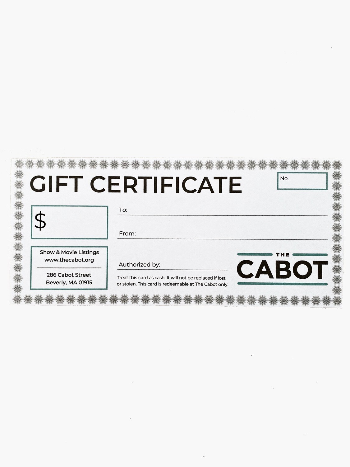 Gift Certificate: $100