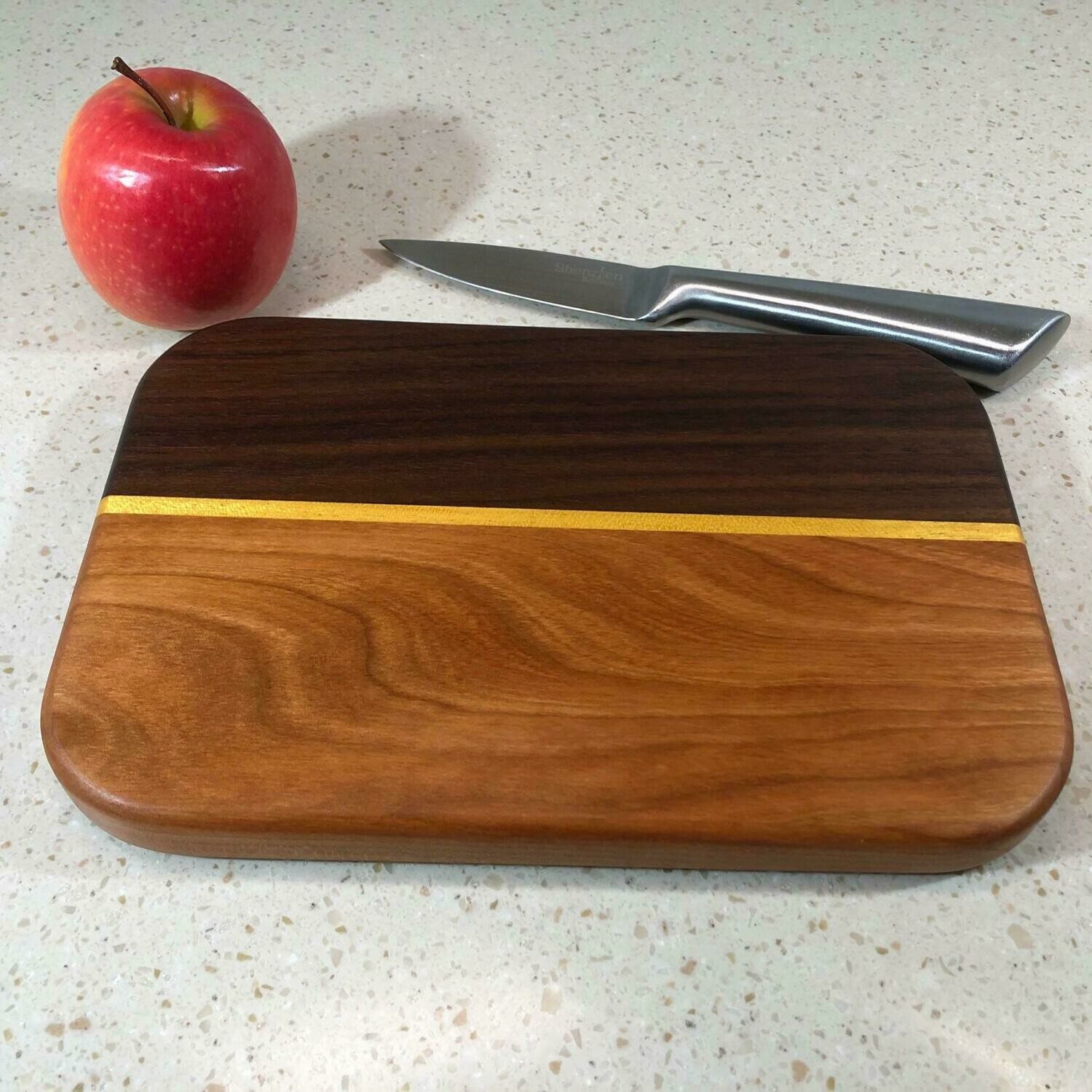 Yellow Heartwood, Walnut & Cherry Cutting Board 9" x 6" x 3/4"