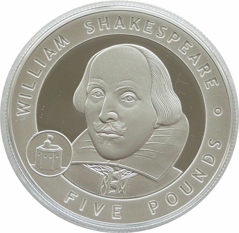 2006 Alderney Great Britons William Shakespeare £5 Silver Proof Coin