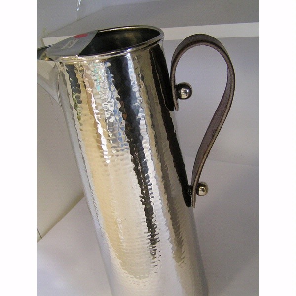 Stainless Steel Hammered Water Jug with Leather Handle 2.25L