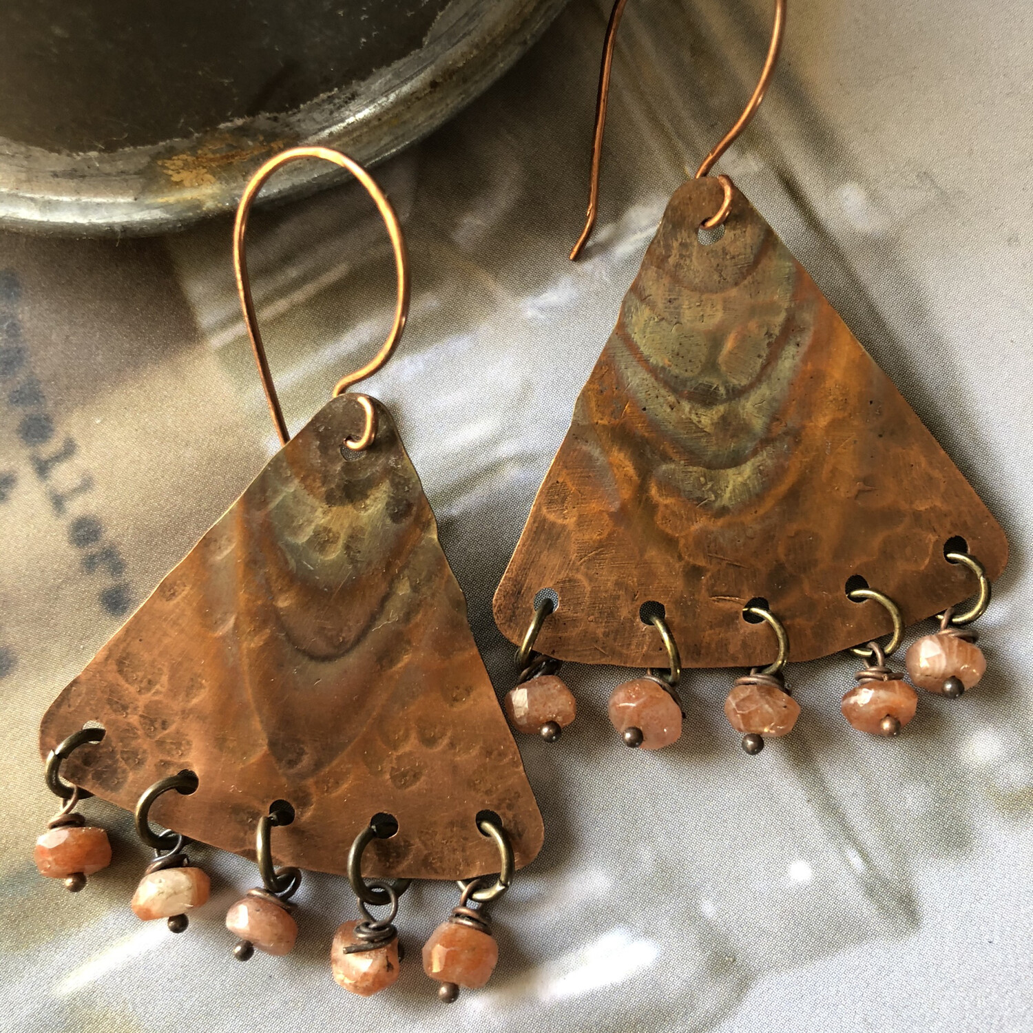 Flame Painted Copper Earrings