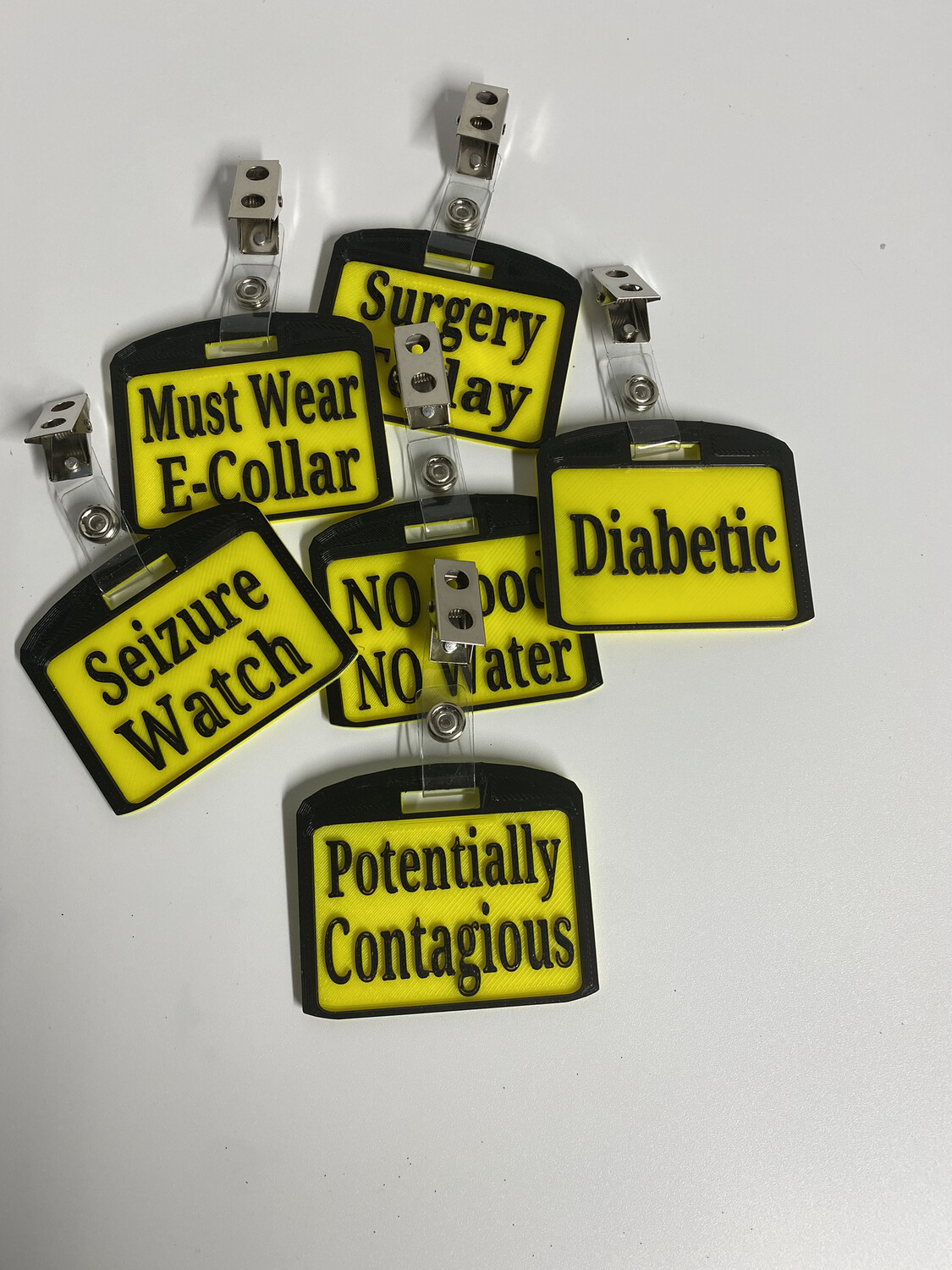 6 Pack Clip TagsVet Clinic, Groomer and Boarding Tags, Band And Braid