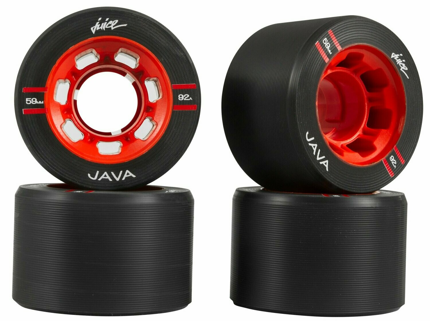 Wheels, Juice, Java Series, black/red, 4er Pack