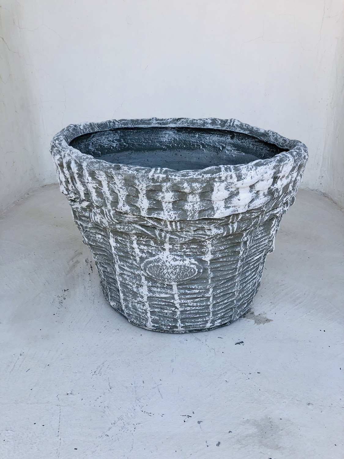Large Woven Basket Whitewash L700xW530xH410
