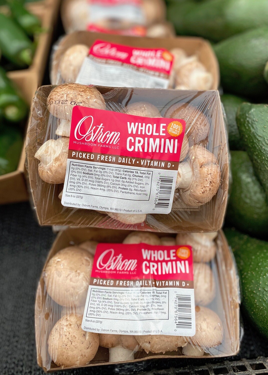 Crimini Mushrooms, Whole 8 OZ. BOX