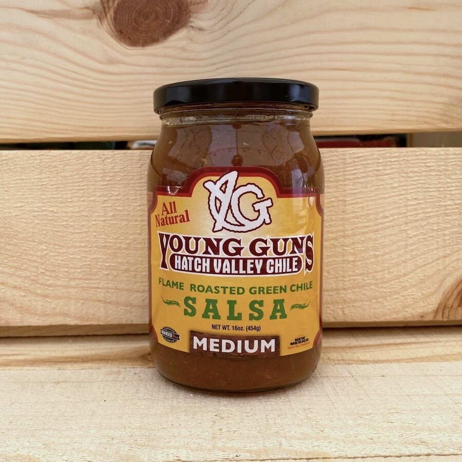 Young Guns Flame Roasted Hatch Green Chile Salsa, MEDIUM, 16 oz.